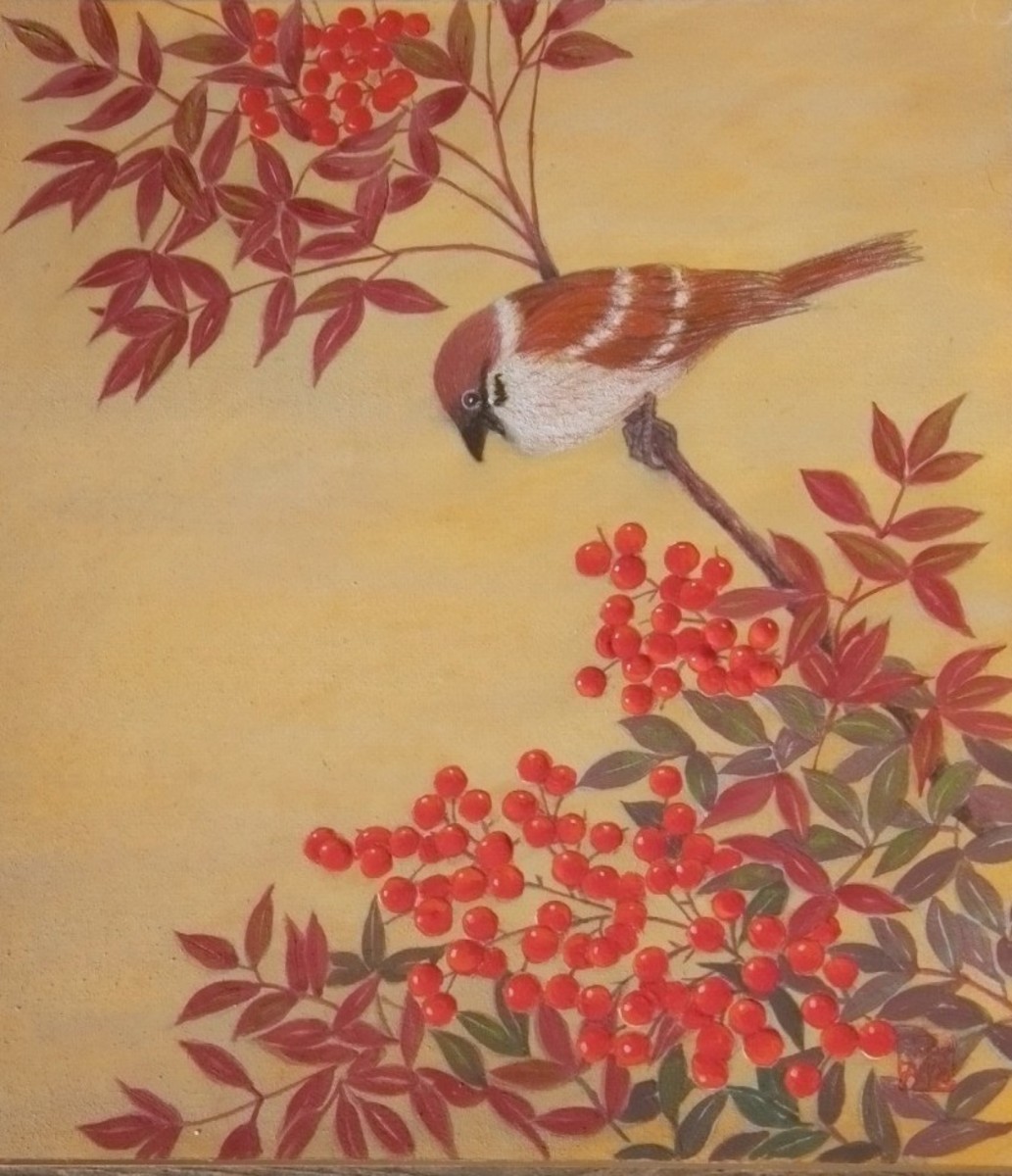 白梅とメジロ」 by そよ風｜Artmeter｜暮らしを彩るアートが、きっと