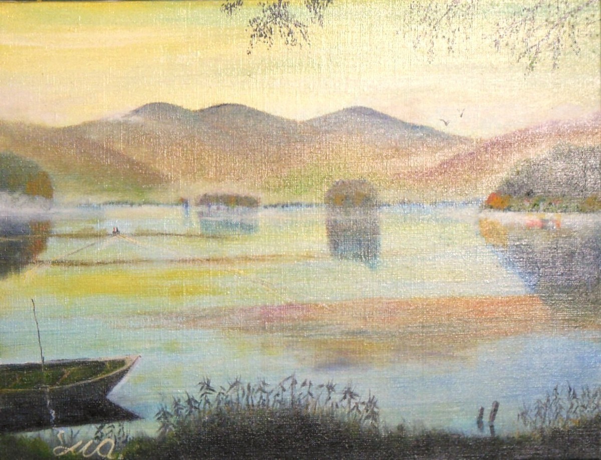 黄昏の猪苗代湖・・・」 by 渡辺 正重｜Artmeter｜暮らしを彩るアート