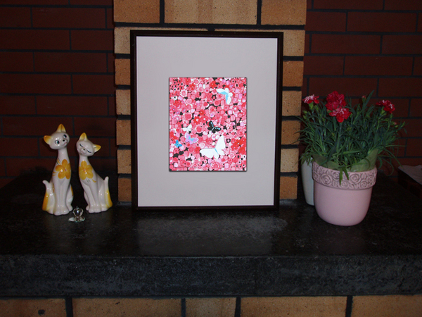 ピンクの花と蝶たち」 by A Hirasawa｜Artmeter｜暮らしを彩るアートが