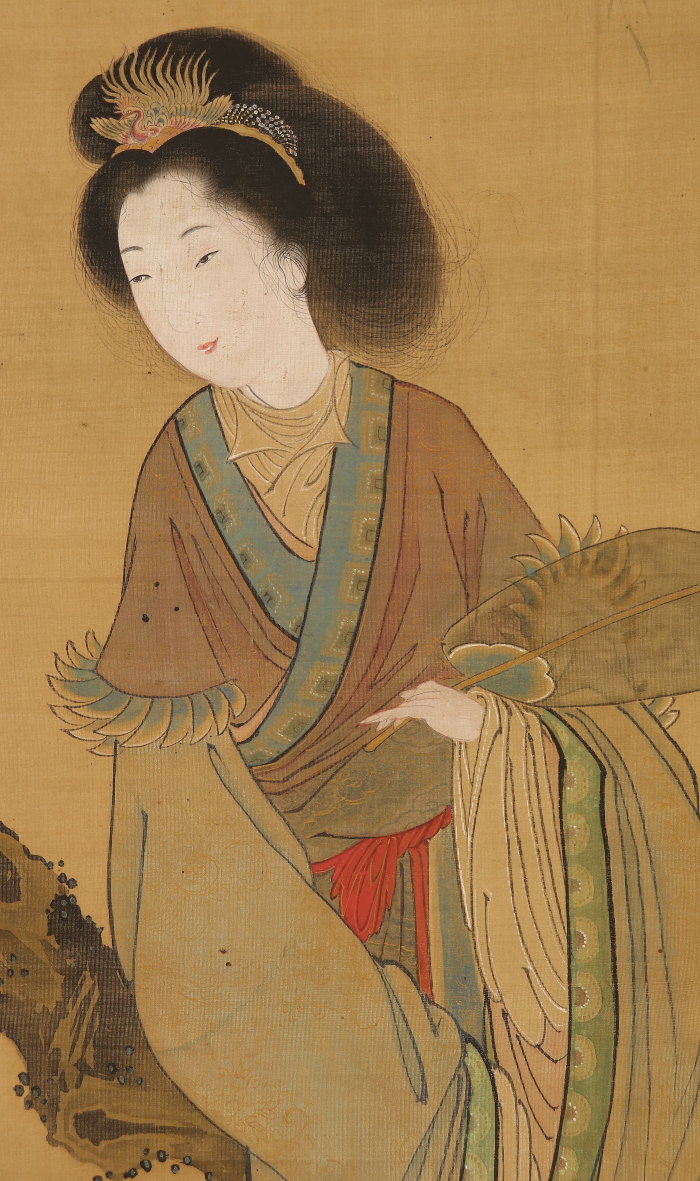 真作】掛軸 武家肖像図 彩色人物画 時代物 肖像人物画 識箱入 T79