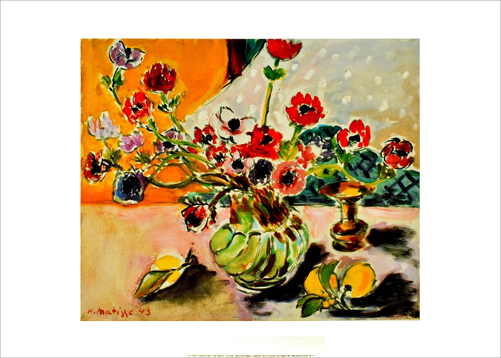 アンリ・マティス ポスター Anemones in a Boss Beaded Vase(1943