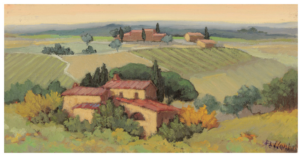 ブルーノ・ペッサーニ 絵画 (版画/ジクレー) 丘の上の夜明け 4118