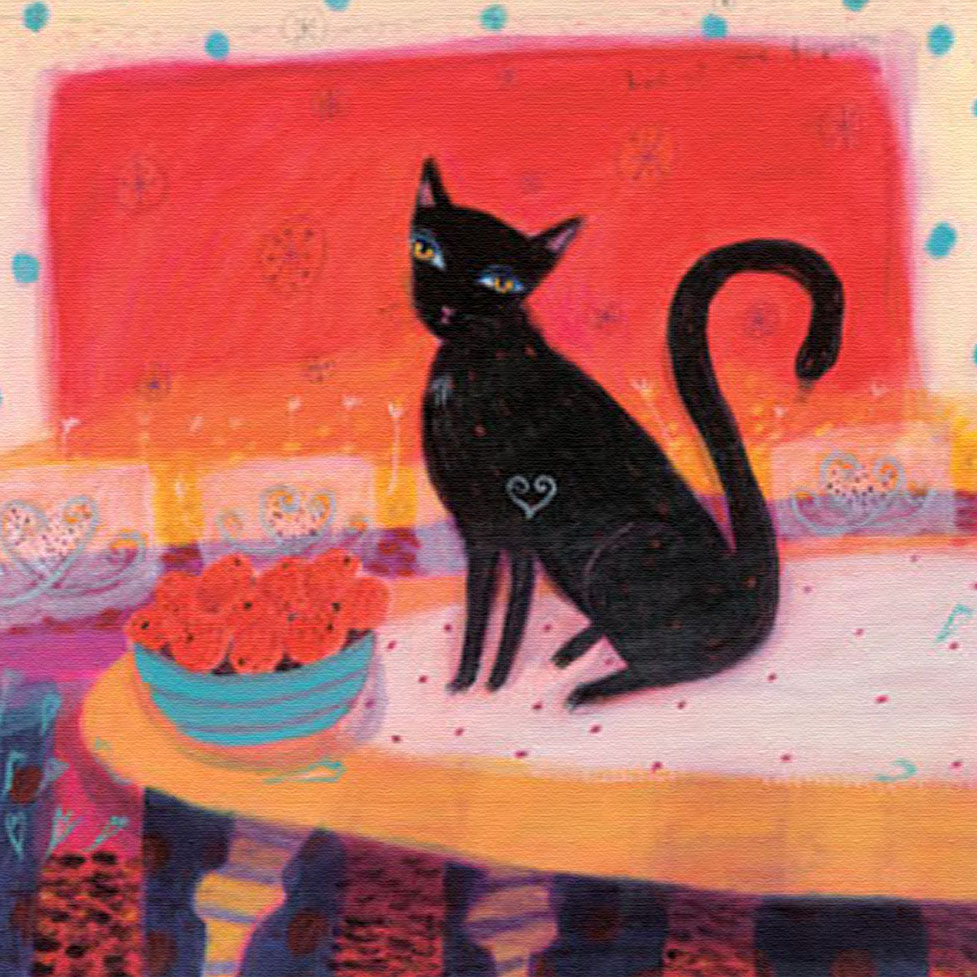 カレン・ホイプティング 絵画 (版画/キャンバスジクレー) いたずら猫と