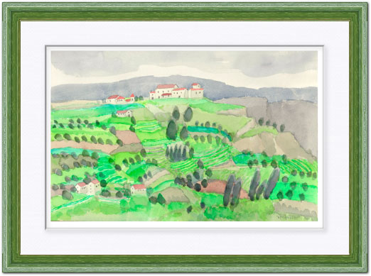 安野光雅 絵画(版画額装品/ジクレー) オリーブ畑 スペイン 6726|アート