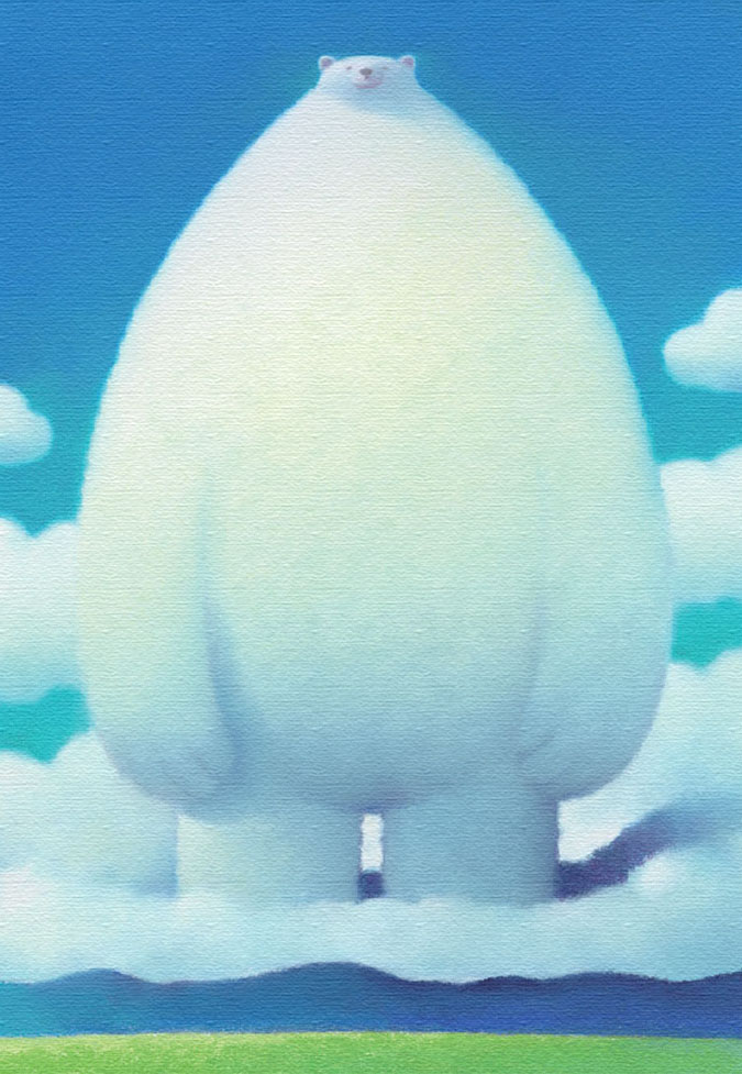 渡辺宏 絵画 (版画/キャンバスジクレー) まっ白な白クマの季節 7870