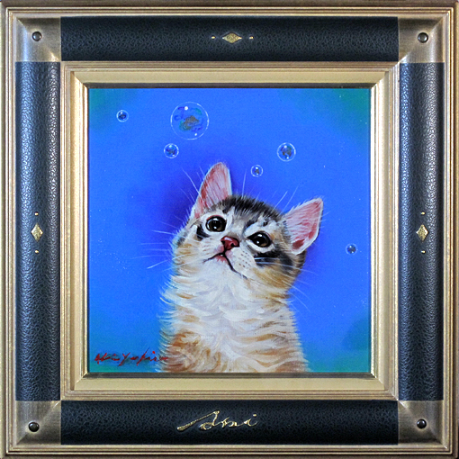 八代亜紀さんの猫のリトグラフ作品 紙風船と子猫 Yahoo!オークション