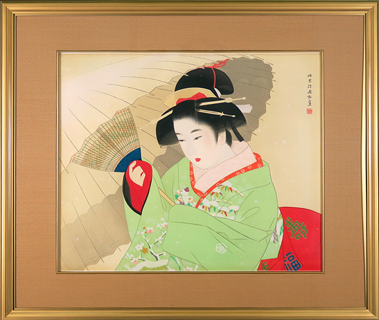 伊東深水「吹雪」卸売価格で販売