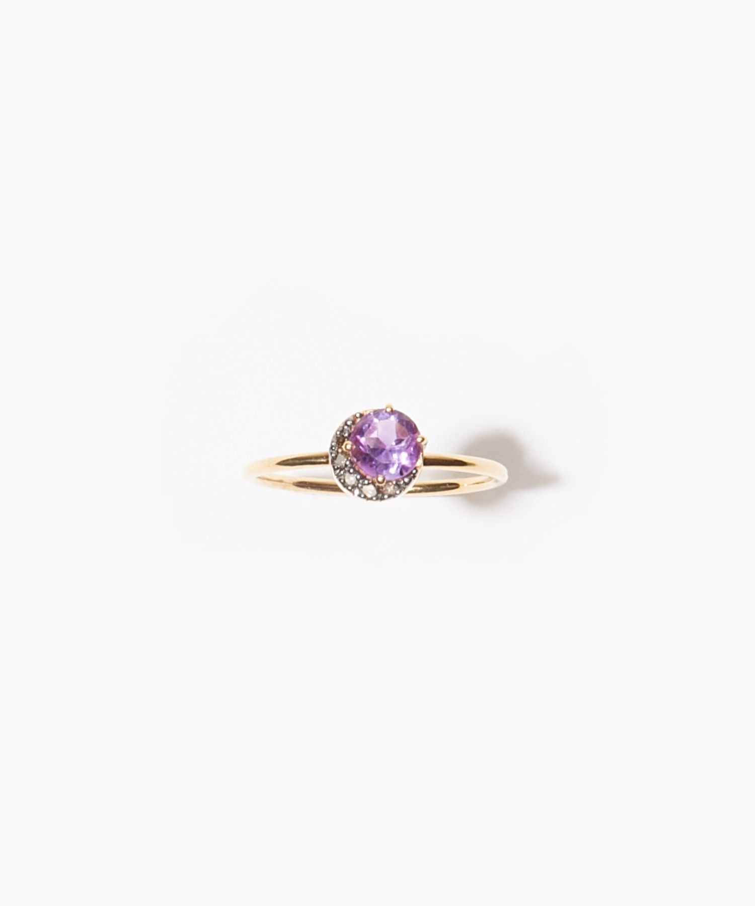 elafonisi] dark amethyst new moon pave diamonds ring｜ARTIDA OUD