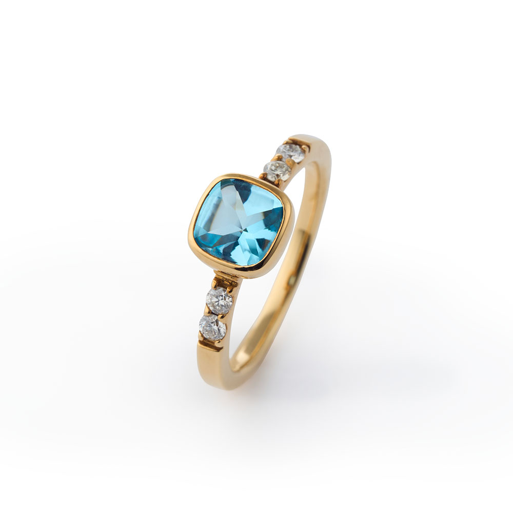 K18ブルートパーズダイヤモンドリング - アートジュエリー | Art