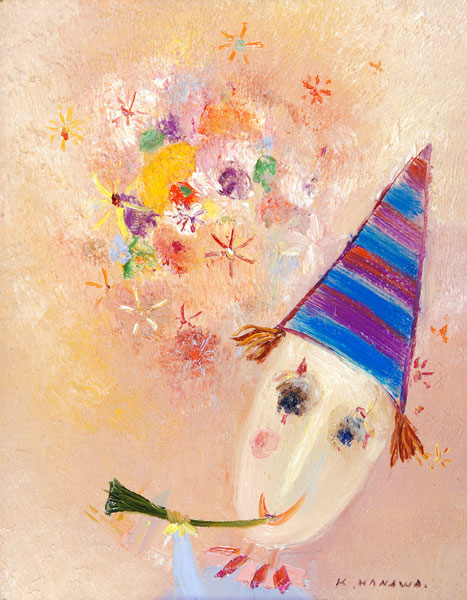 塙賢三 「花と道化」 油彩6号｜【Arts Ship】のむら画廊