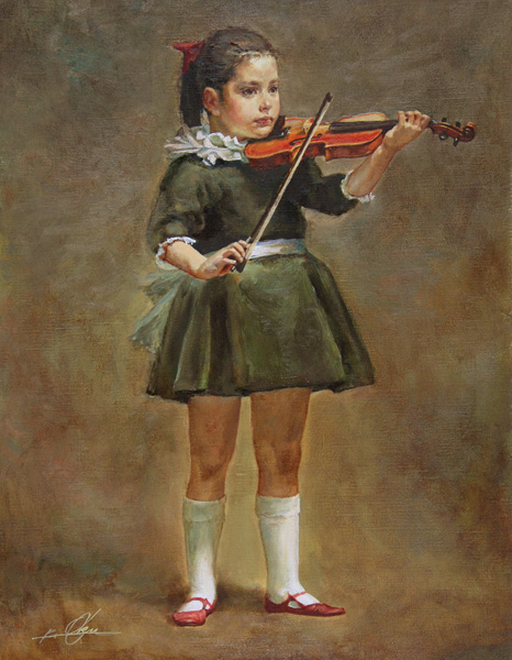 奥龍之介 「小さな音楽家」 油彩6号｜【Arts Ship】のむら画廊