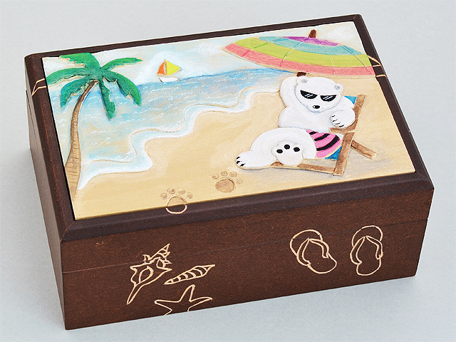 木彫 マルチボックスはがき箱 塗装済み