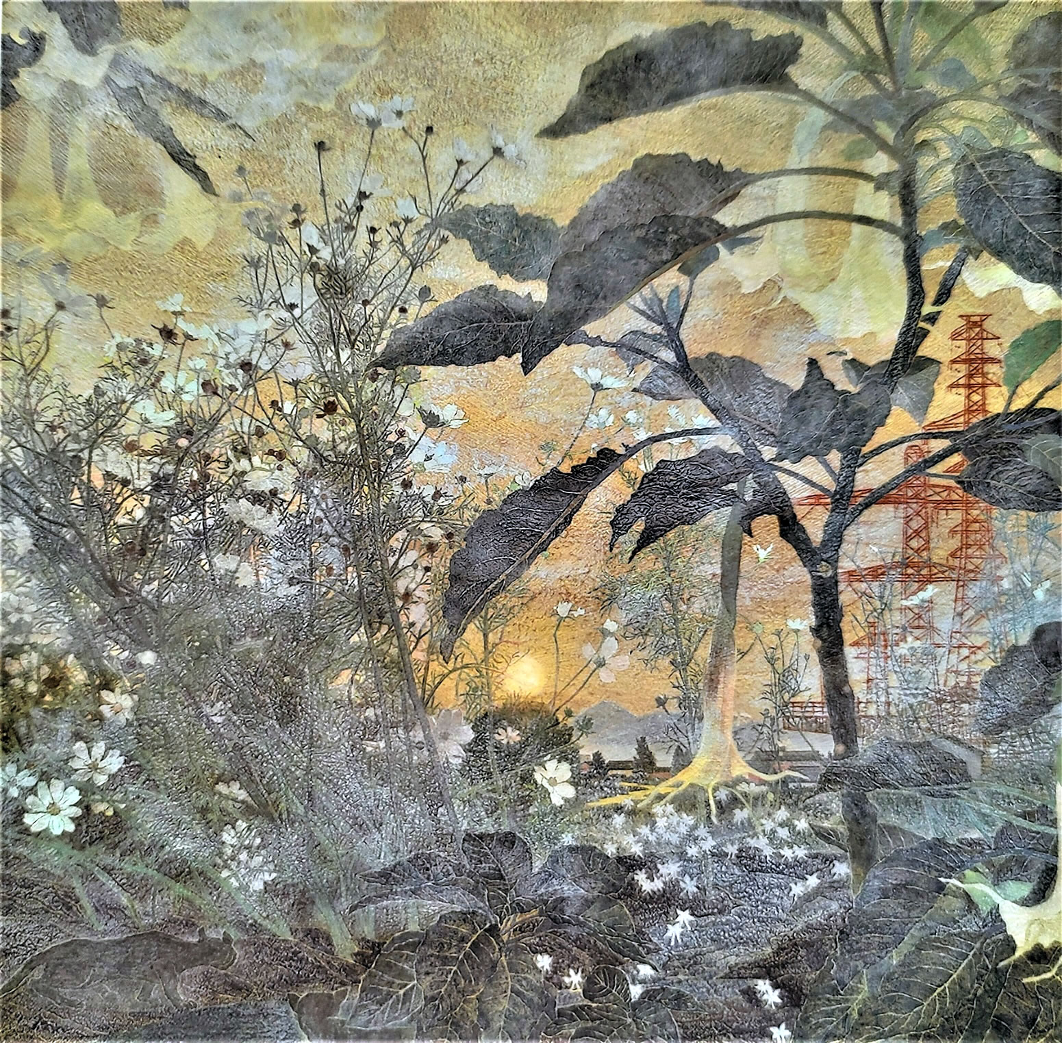 片岡球子、【牡丹咲く富士】、希少な額装用画集より、新品額装付、状態良好