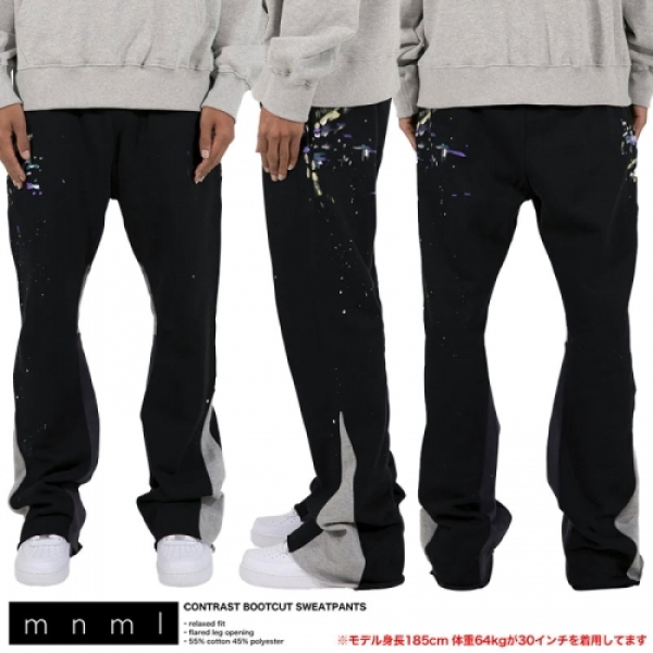 CONTRAST BOOTCUT SWEATPANTS フレアパンツ スウェットパンツ|mnml