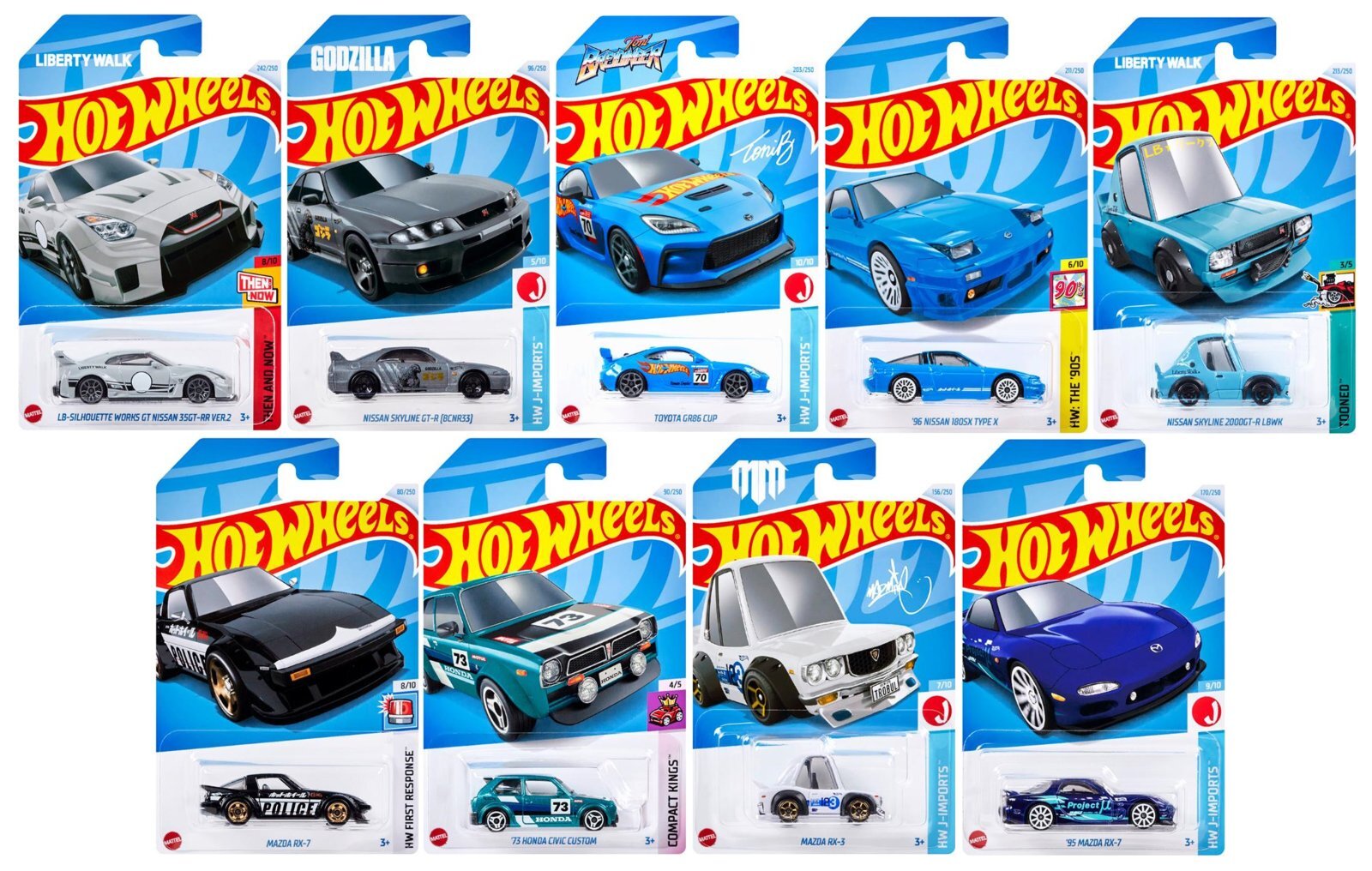 仮予約】PRE-ORDER - 【 HOT WHEELS ベーシック 日本車9種セット(国内