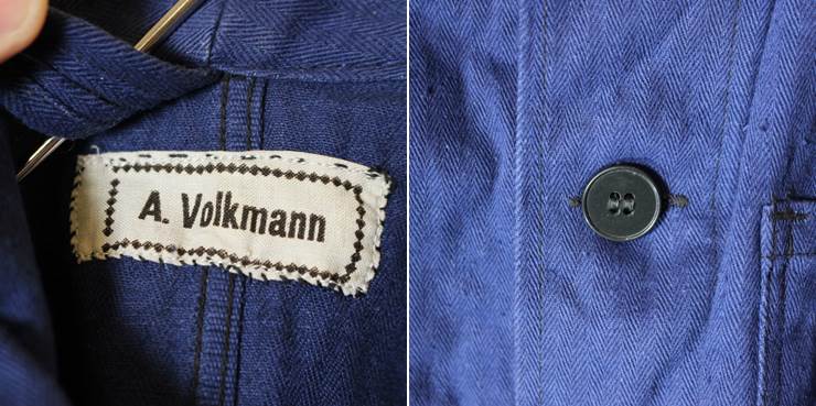 ドイツ フランス 70s-80s ヘリンボーン ワーク ジャケット ネイビー