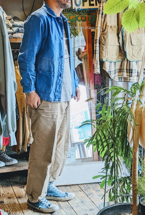 60s 70s EURO コットン ワーク ジャケット カバーオール メンズM相当