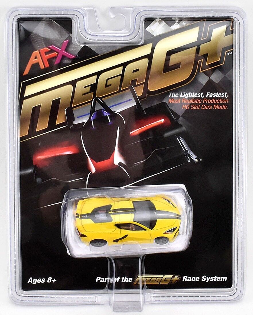 AFX Corvette C8 Accelerated Yellow HO Scale Slot Car - Auto World