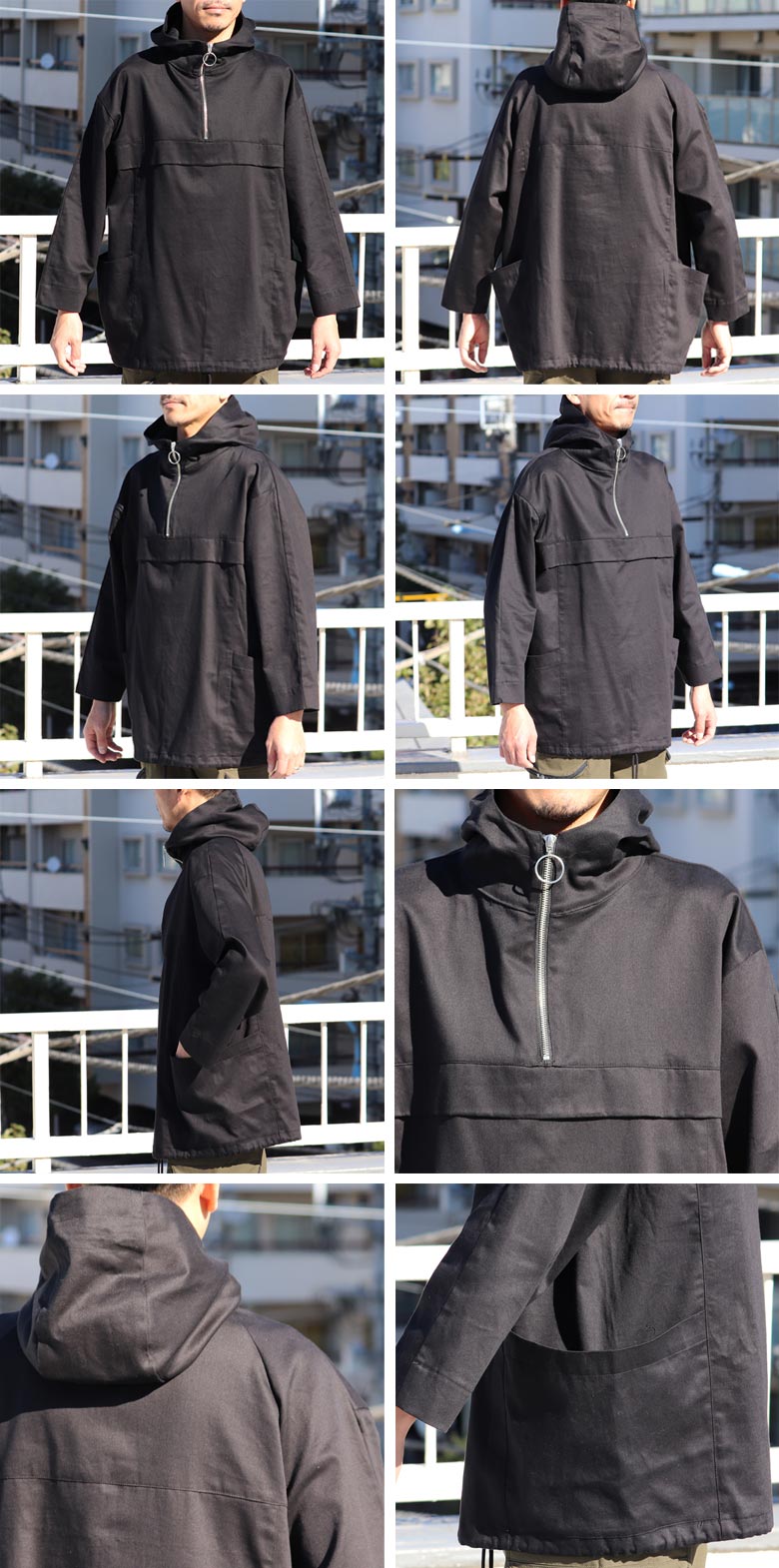 グロッシーツイル ガーデニングツールポケット アノラックハーフZIP