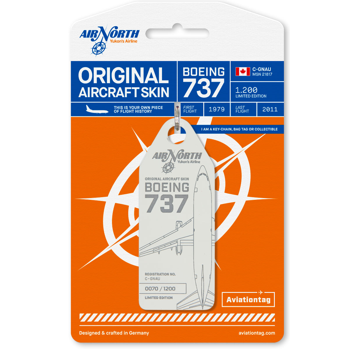 Aircraft Skin Tags | Air North Boeing 737 C-GNAU Keychain