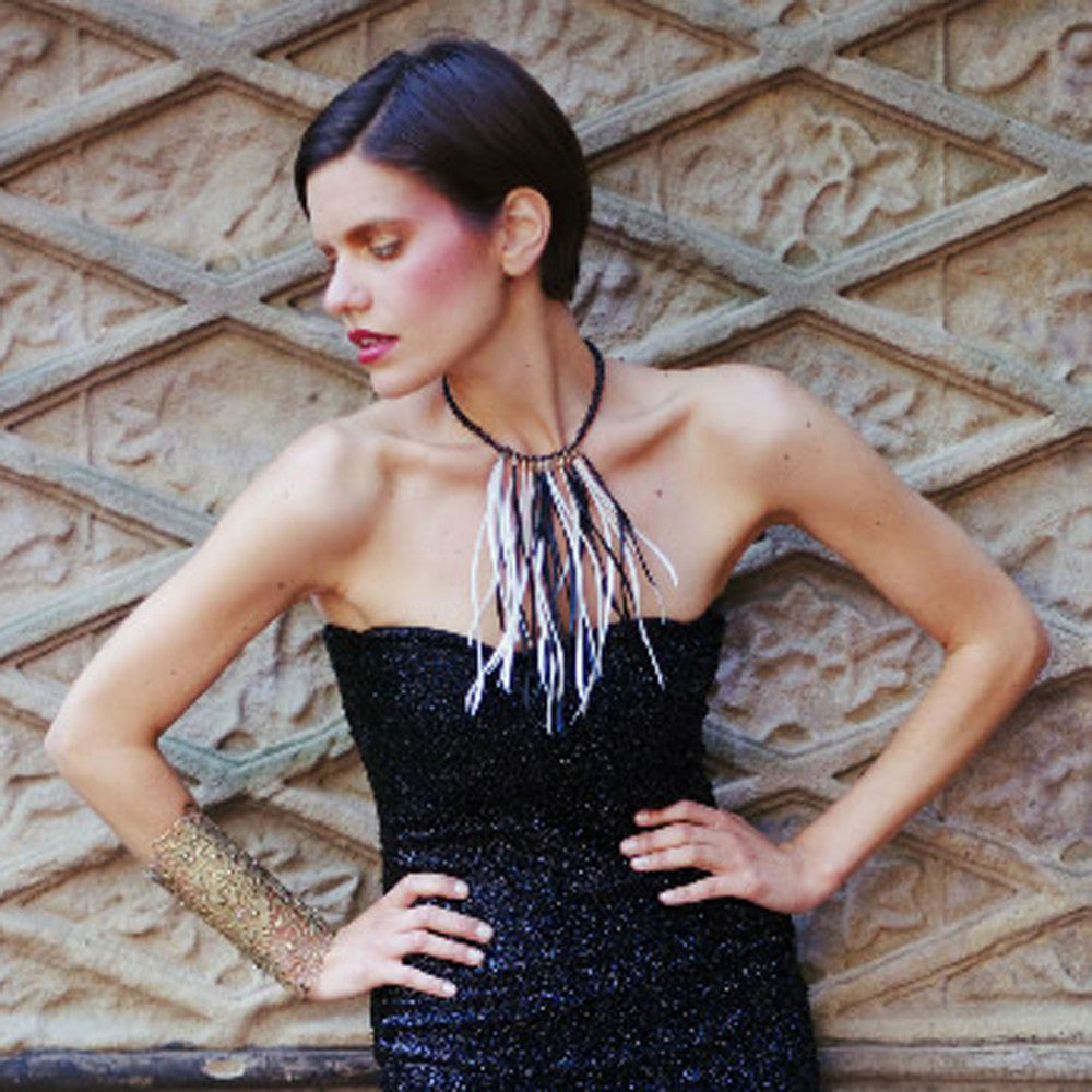 Black and White Feather Necklace