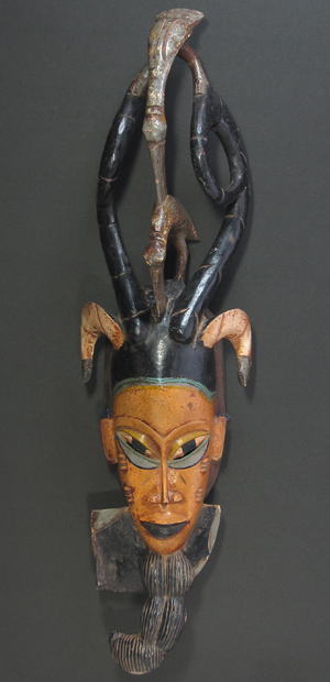 グロ彩色マスク<アフリカの仮面：アフリカ雑貨アザライ