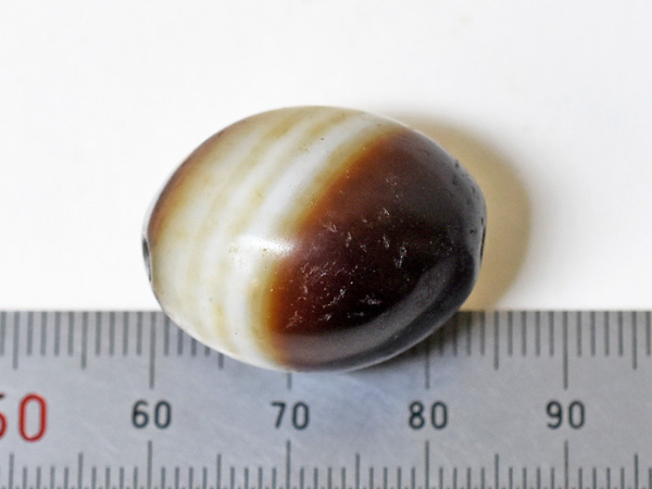 2303】こげ茶繊細縞瑪瑙同心円1眼楕円形大玉P1,とんぼ玉,アンティーク