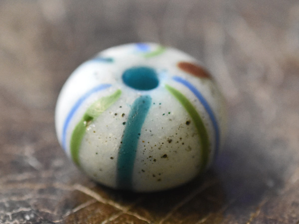 2501】江戸とんぼ玉 5色縦縞扁平円形大玉4,とんぼ玉,アンティーク