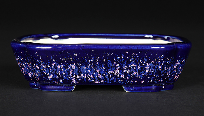 鴻陽瑠璃ピンク結晶釉隅入長方鉢 | 盆栽、盆栽書籍、盆栽鉢の通販