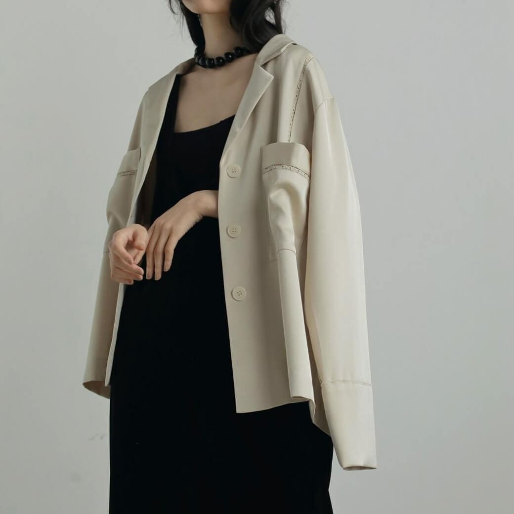 anuke アンヌーク サテン テーラード シャツ｜BORN FREE ONLINE SHOP