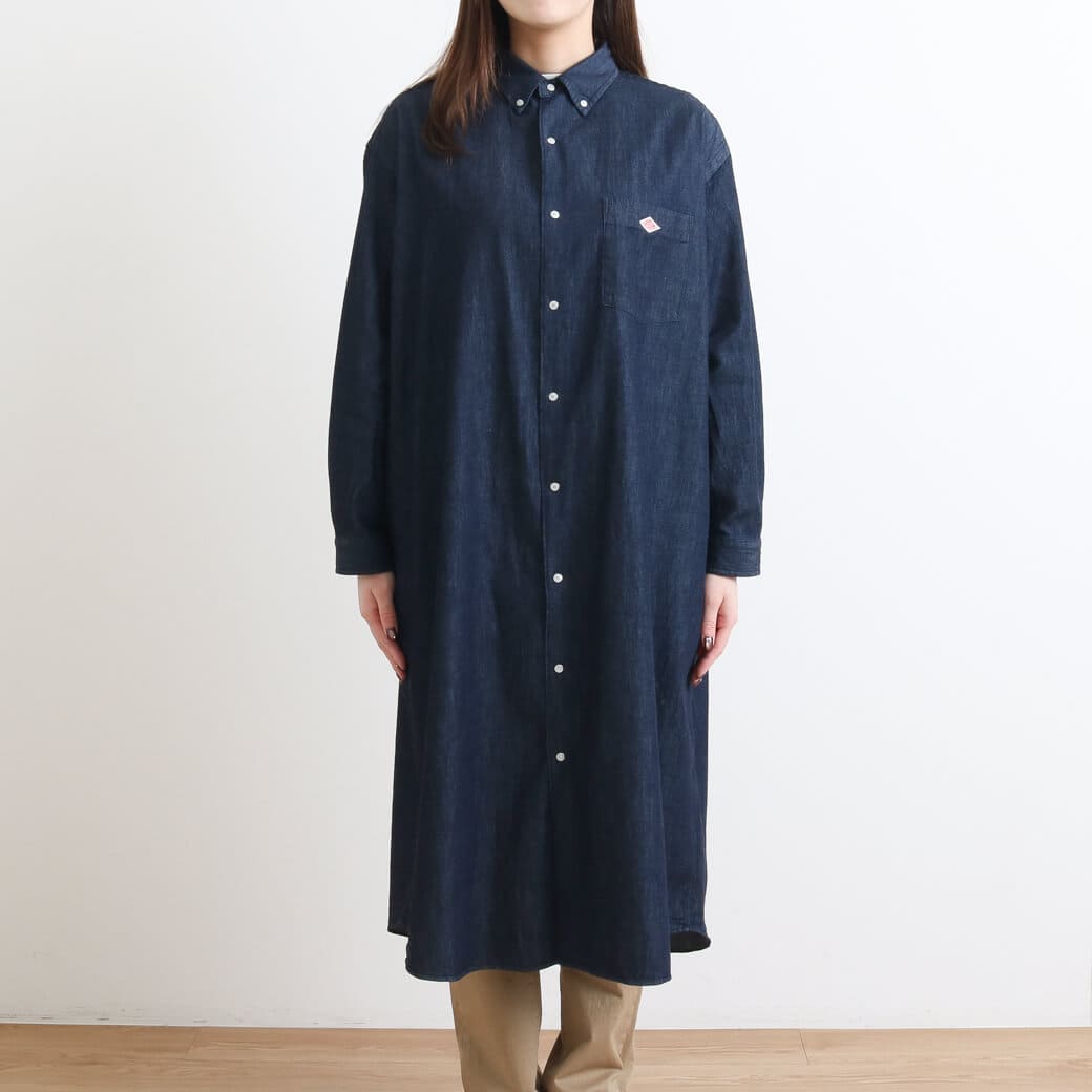 DANTON ダントン デニム ダンガリー ボタンダウン シャツ ドレス｜BORN