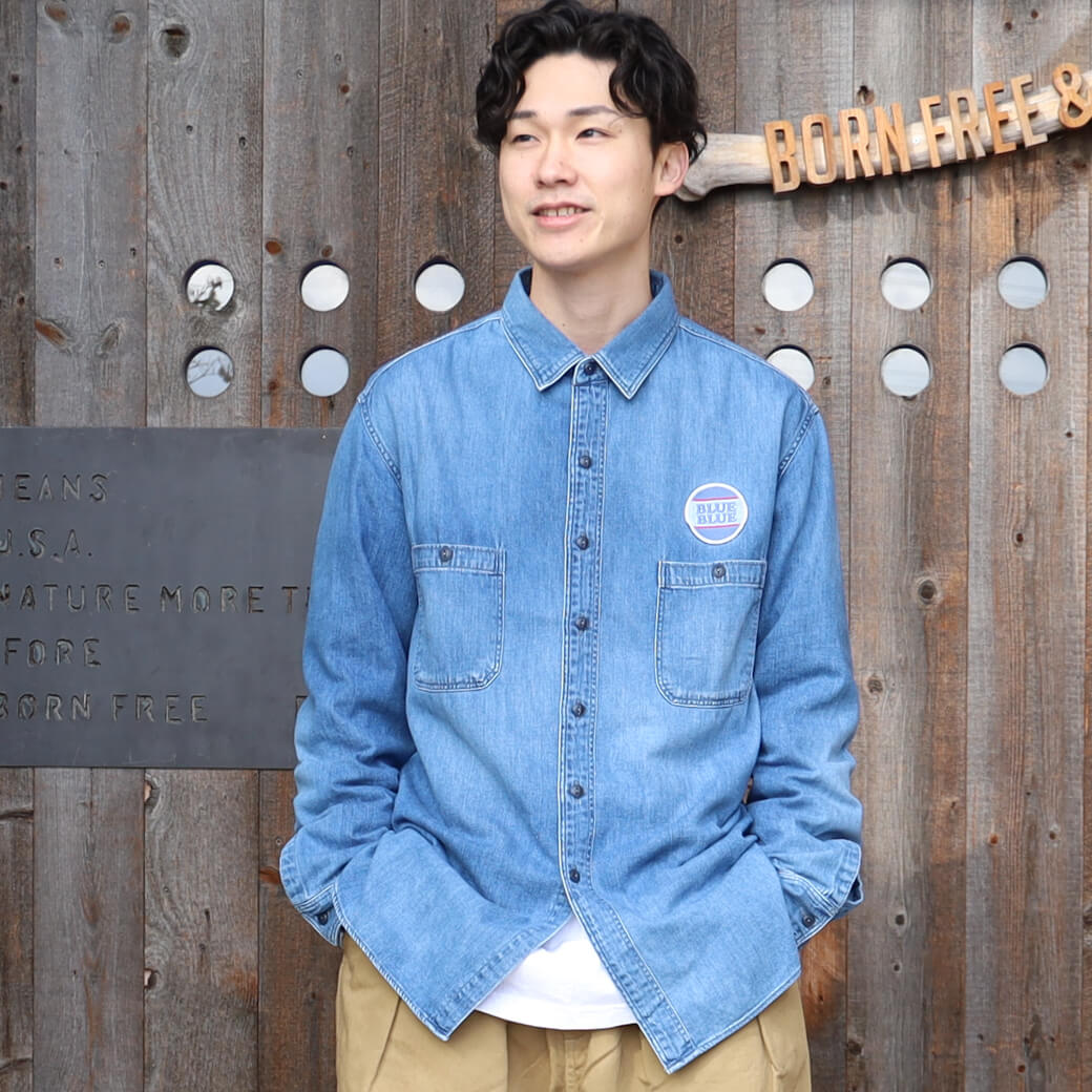 BLUE BLUE ブルーブルー ライトデニム ユーズドワークシャツ｜BORN
