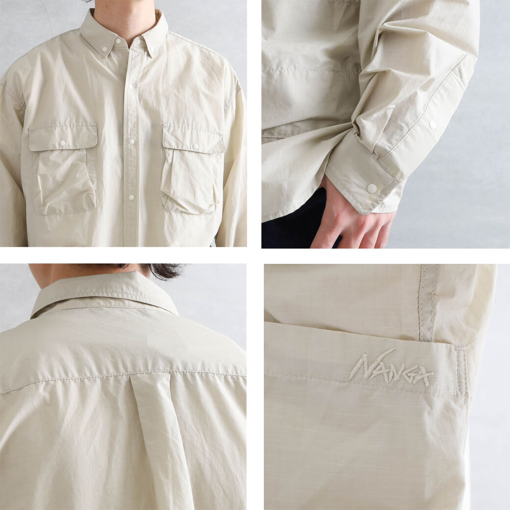 NANGA ナンガ コットンナイロンリップストップキャンプシャツ｜BORN