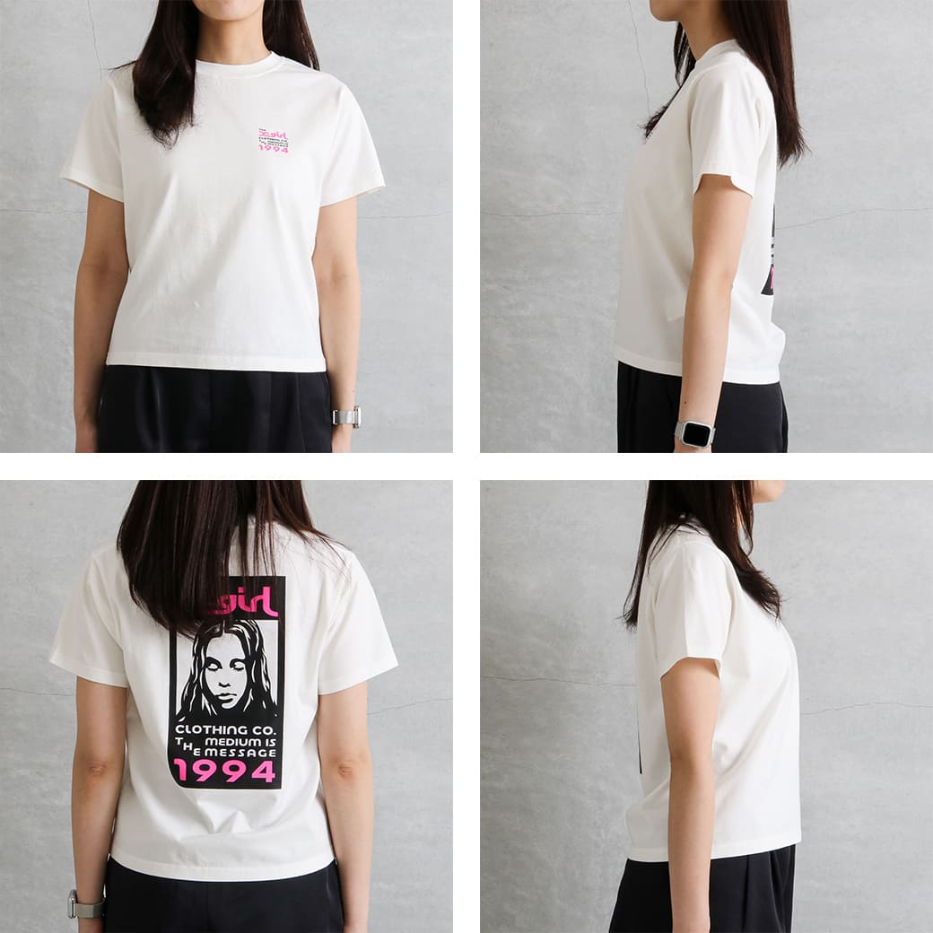 X-girl エックスガール ボックスロゴアンドフェイスショートスリーブT