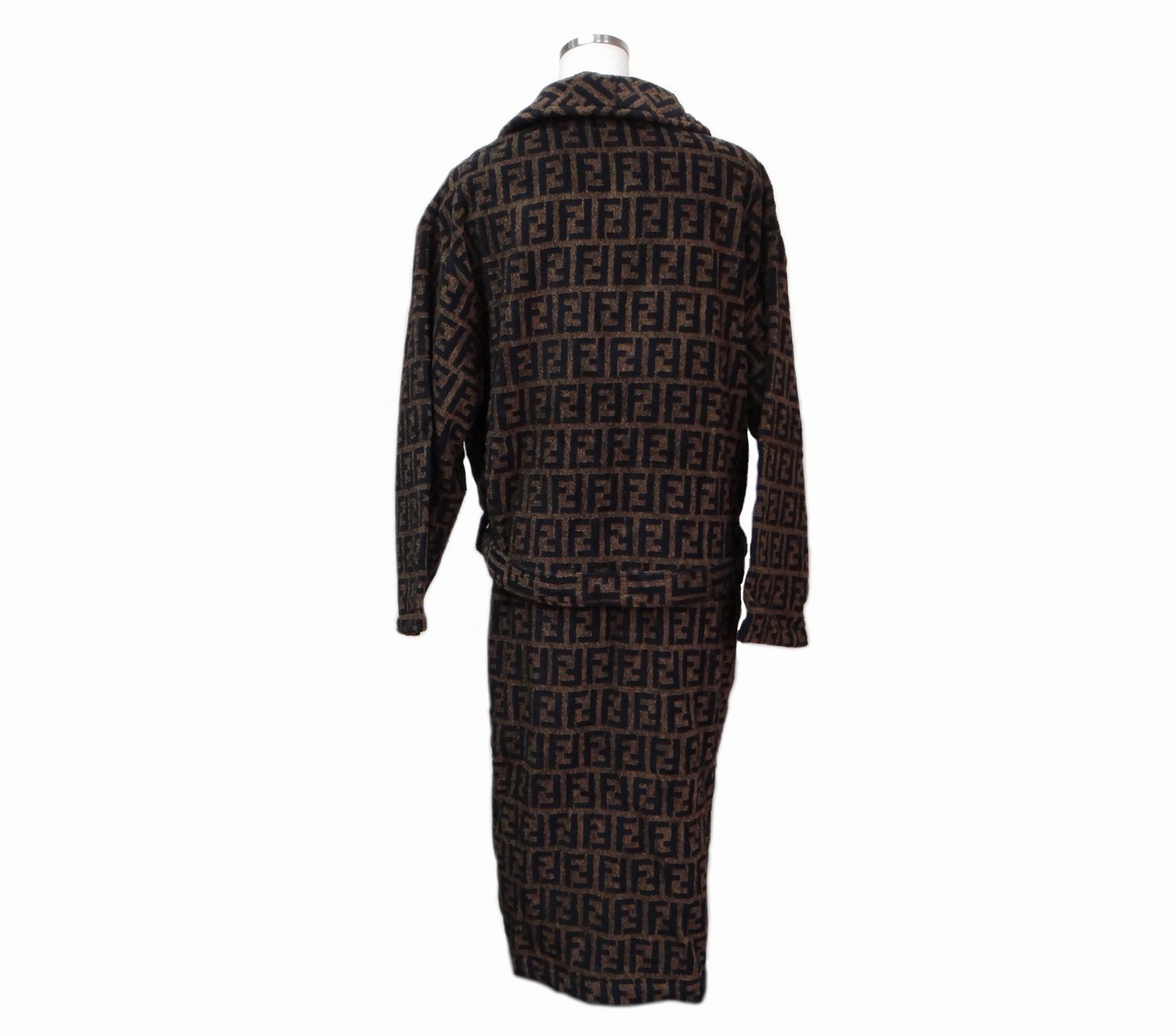 FENDI フェンディ ズッカ柄 コットン100％ ガウン バスローブ ブラウン