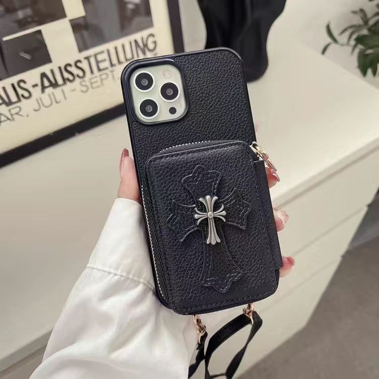 Chrome Hearts iPhone14/14+/14proケースブランド 純正レザー 黒色