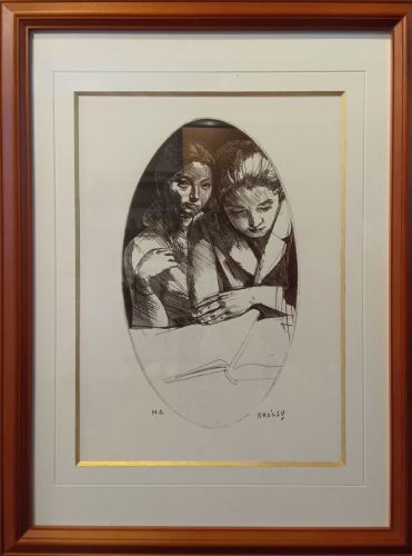 小磯良平「読書」の買取実績｜大阪府大阪市 銅版画（エッチング