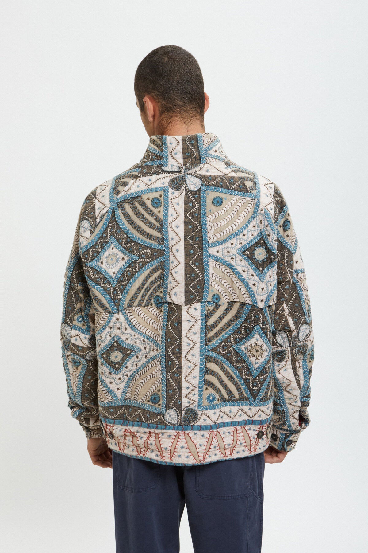 Kartik Research x Baracuta Patchwork G4 Jacket White Black Blue