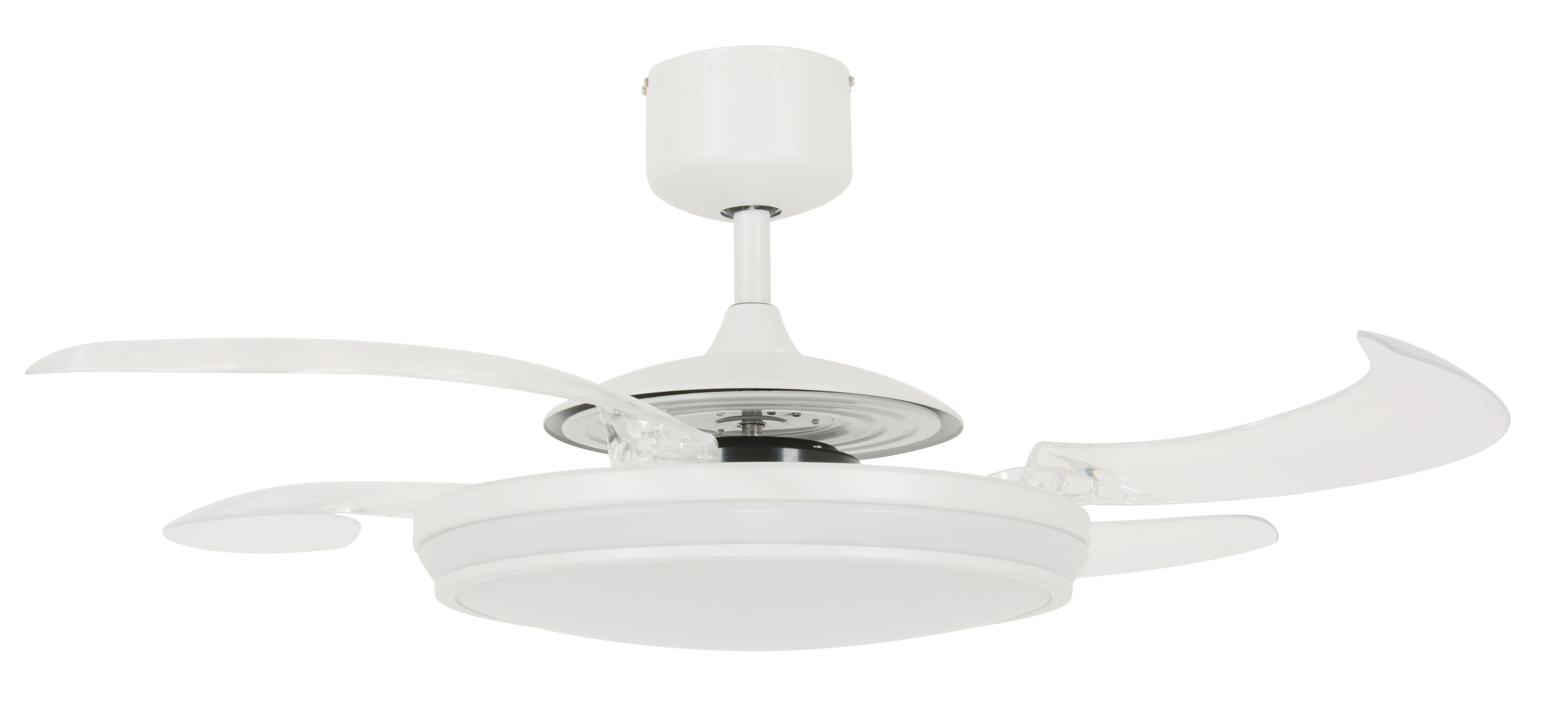 Fanaway Evo1 White Retractable 4-blade LED Lighting with Remote