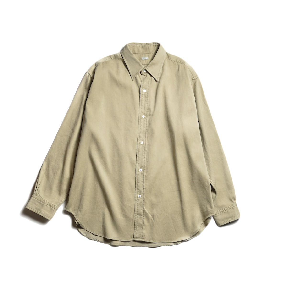 A.PRESSE / Double Weave Twill Regular Collar Shirt (Beige)
