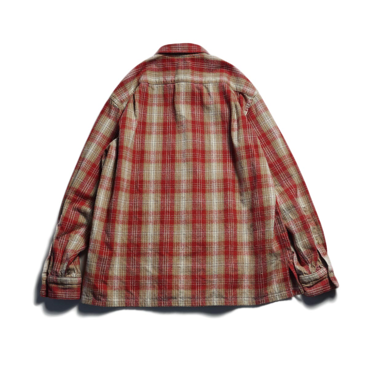 A.PRESSE / Vintage Cotton Silk Nep Twill Check Shirt (Red)