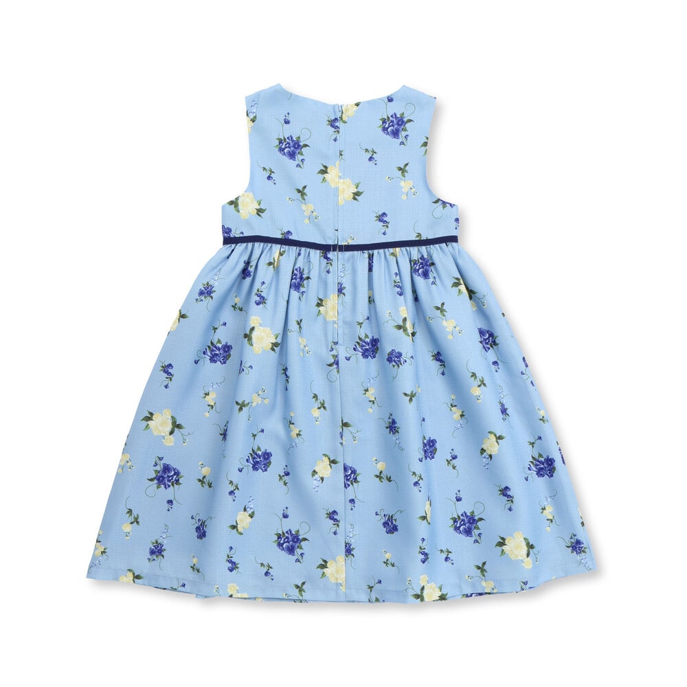 フラワープリントギャザーワンピース(110~130cm)(110cm ブルー系