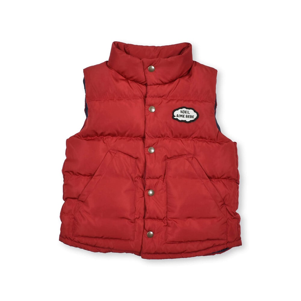 撥水 】タフタダウンベスト(90~130cm)(90cm レッド): ジャケット