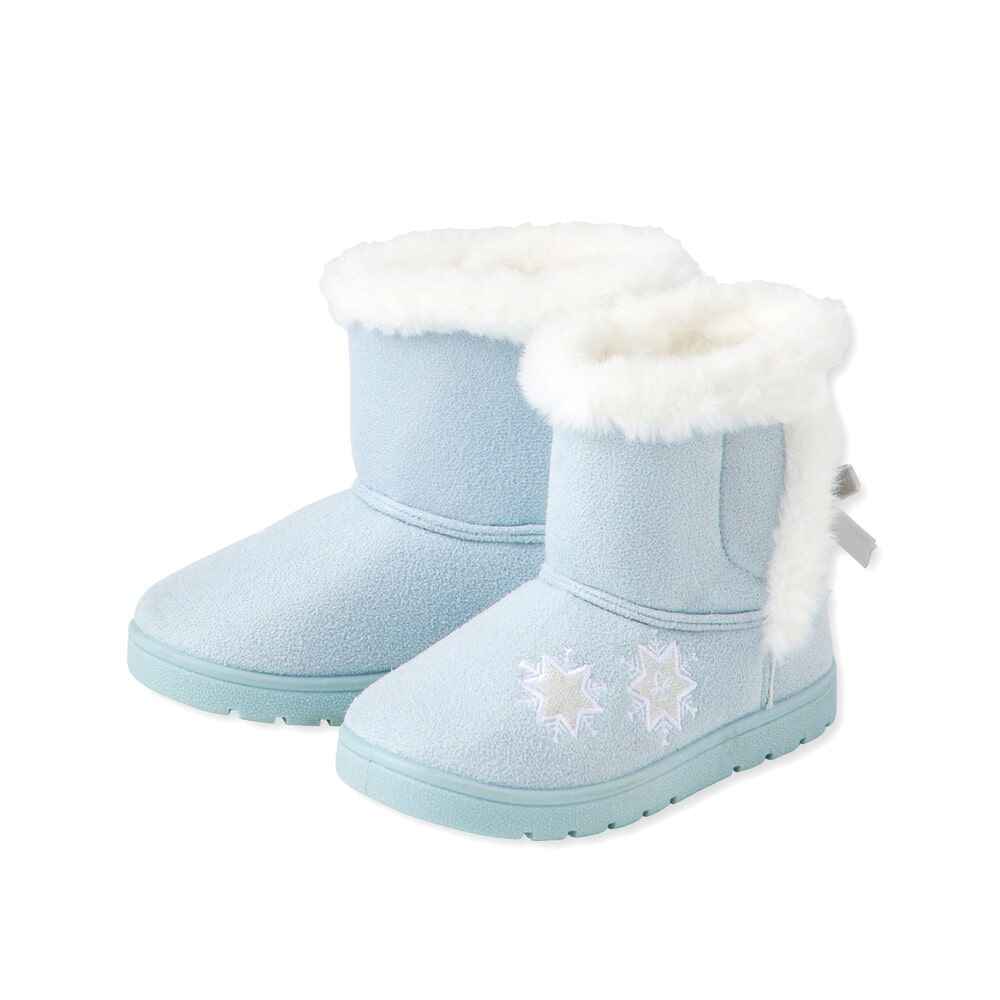 キラキラモチーフアップリケ後ろリボン付きムートンブーツ(14~18cm