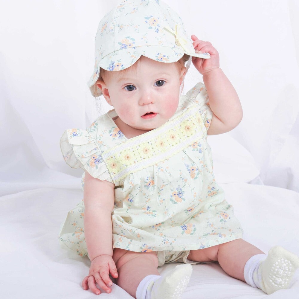 お揃い】お花かぎ編みワンピース+ブルマセットアップベビー(70~80cm