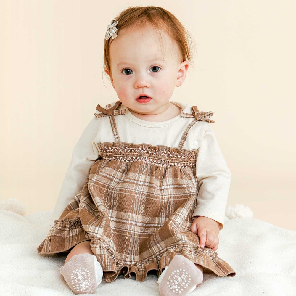 お揃い】チェックワンピースドッキングロンパースベビー(70~80cm)(70cm