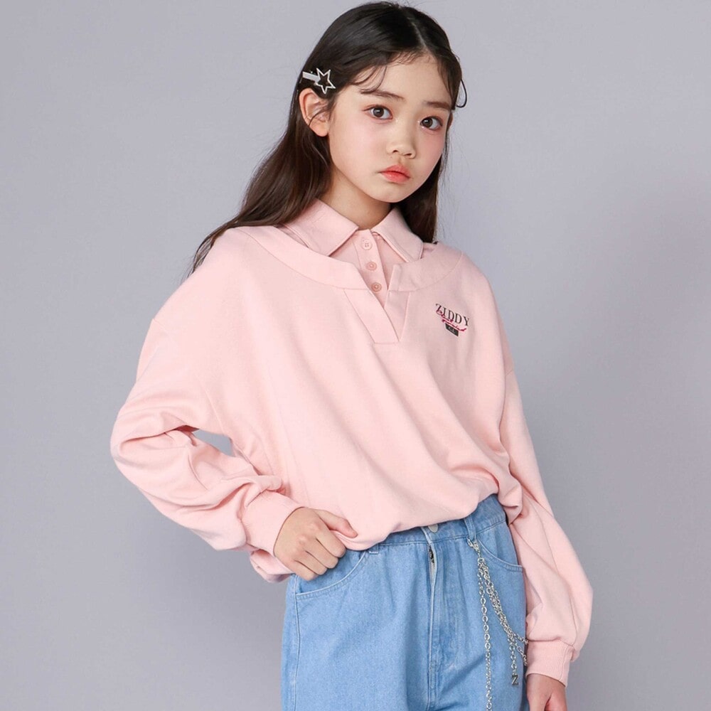 襟付きドロストシャツ(130~160cm)(130cm ピンク): トップス【べべ