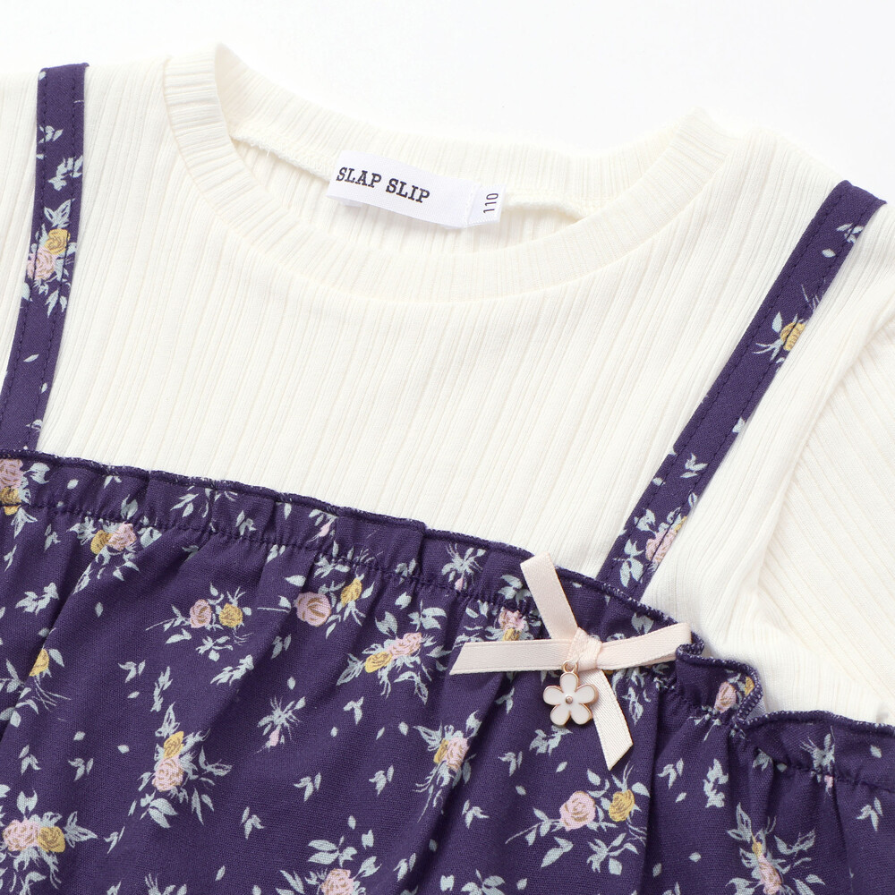 花柄キャミソールドッキングトップス(80~130cm)(80cm ネイビー系