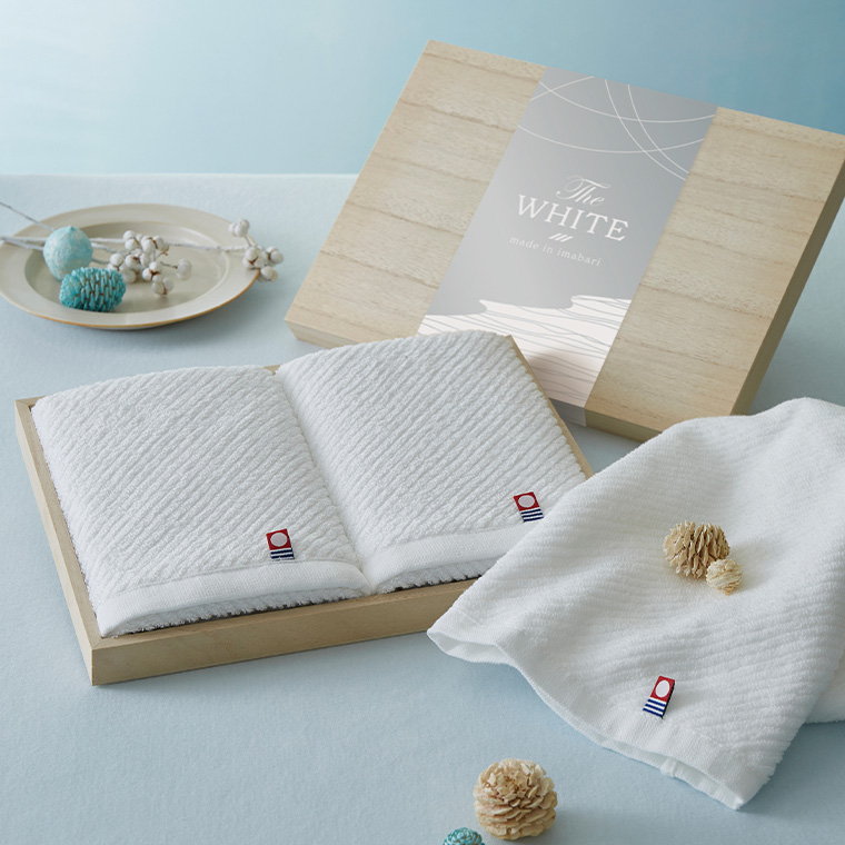 今治タオル 今治ザホワイト 木箱入りタオルセット スリムバスタオル2枚
