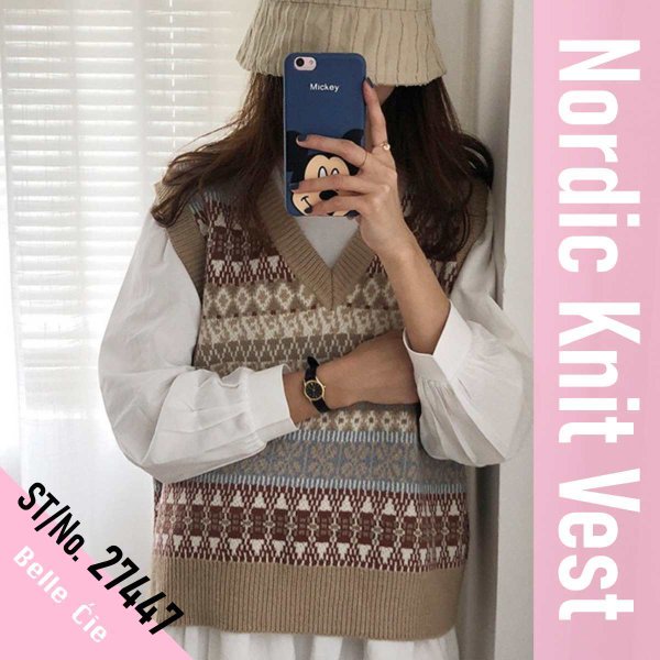 Knit/ノルディック柄ニットベスト ST/No.27447 – Belle Ćie